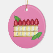 ミルフィーユフランスのフードパフペーストリーラズベリー セラミックオーナメント (左)