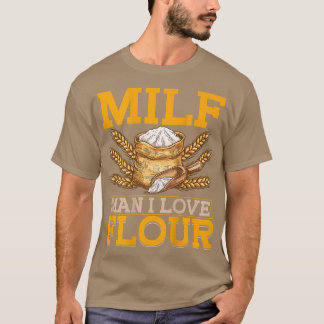 ミルフマンI愛する小麦粉バックプリントパンベーキング Tシャツ
