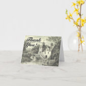 ミル建物ウォーターホイール、"ありがとう!" カード (黄色い花)