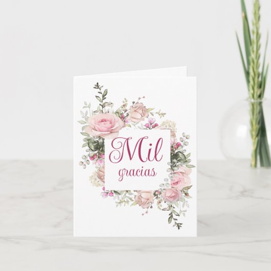 ミル・グラシアス スペイン語 折りたたみ グリーティングカード サンキューカード (正面)