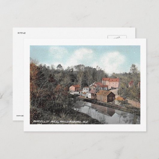 ミル、モリス運河、フィリップスバーグNJ ヴィンテージ ポストカード (正面/裏面)