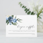 ミレナダスティブルーネイビーフローラおむつラッフルカード 招待状 (スタンド正面)