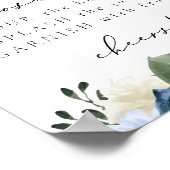 ミレナダスティブルーネイビーフローラミモサバーサイン ポスター (角)