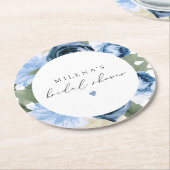 ミレナ サムシング ブルー 花の ブライダルシャワー ラウンドペーパーコースター (アングル)