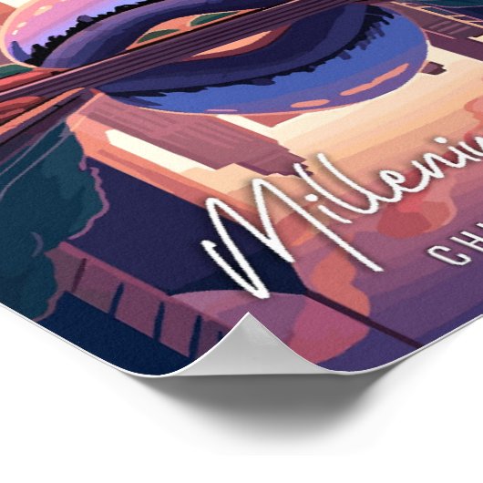 ミレニアムパークシカゴイリノイズアートヴィンテージ旅行 ポスター (角)