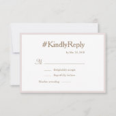 ミレニアム ハッシュタグ ブッシュ ゴールド ホワイト ウェディング RSVP 招待状 (正面)