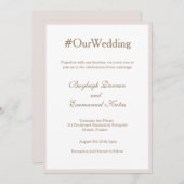 ミレニアルハッシュタグ赤面ピンク金ゴールドホワイト結婚ズ 招待状 (正面/裏面)