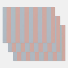 ミレニアルピンクとアイスブルーのカラーブロックストライプ ラッピングペーパーシート