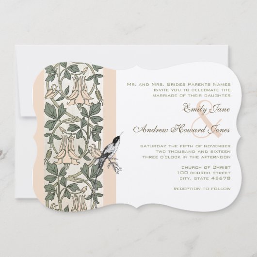 ミレニアルピンクハミングバード結婚式招待状 招待状 (正面)