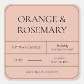 ミレニアルミニマルピンク赤面キャンドルラベル スクエアシール (正面)