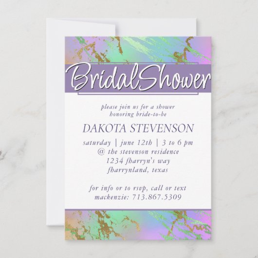 ミレニアル大理石 |よくはしゃぐグラデーションブライダルシャワー 招待状 (正面)