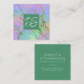 ミレニアル大理石 |レインボーパステルグラデーションブランディング スクエア名刺 (正面/裏面)