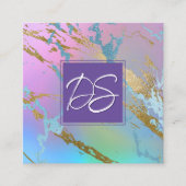 ミレニアル大理石 |レインボーパステルグラデーションブランディング スクエア名刺 (正面)