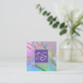 ミレニアル大理石 |レインボーパステルグラデーションブランディング スクエア名刺 (スタンド正面)