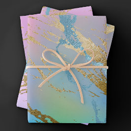 ミレニアル マーブル | 遊び心あふれるレインボーパステルオンブル ラッピングペーパーシート