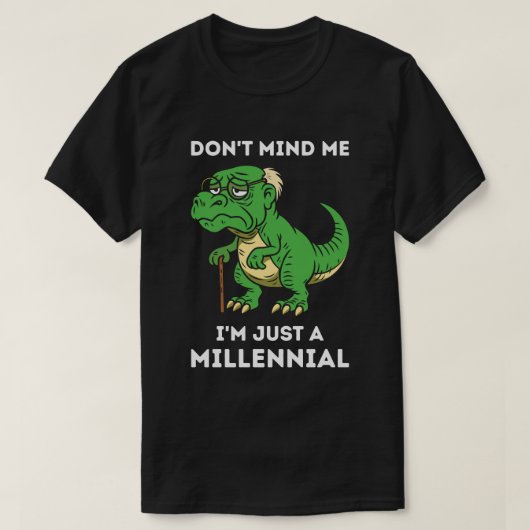 ミレニアルTレックス、おもしろい漫画ベクトル Tシャツ (デザイン正面)
