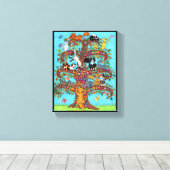 ミレフィカラフルオリの木かわいい猫の花 キャンバスプリント (インサイチュ (ウッドフロア))