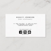 ミレモダンルミニマルニアル赤面ピンクソーシャルメディア 名刺 (裏面)