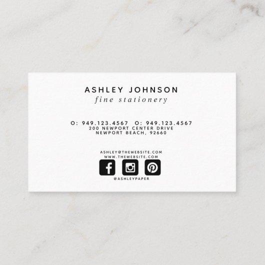 ミレモダンルミニマルニアル赤面ピンクソーシャルメディア 名刺 (裏面)