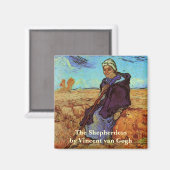 ミレー作「羊飼いの女」ヴィンセント・ヴァン・ゴッホによる マグネット (正面/裏面)