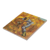 ミレー作「麦束を縛る人」ヴィンセント・ヴァン・ゴッホによる タイル (側面)