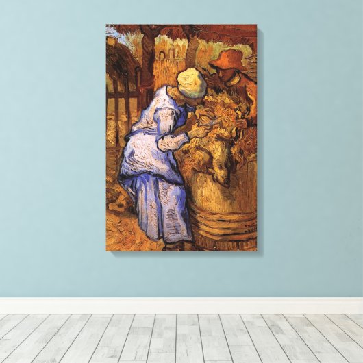 ミレー「羊飼い」より (Vincent van Goghによる) キャンバスプリント (インサイチュ (ウッドフロア))