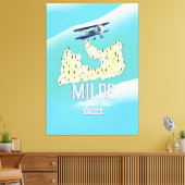 ミロス島 ギリシャ 島 地図 トラベル ポスター アート キャンバスプリント (インサイチュ (リビング))