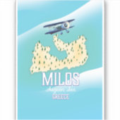 ミロス島 ギリシャ 島 地図 トラベル ポスター アート シール (正面)