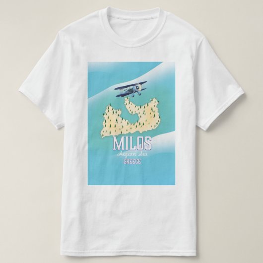 ミロス島 ギリシャ 島 地図 トラベル ポスター アート Tシャツ (デザイン正面)