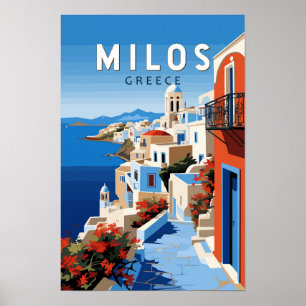 ミロス ギリシャ 旅行 アート ヴィンテージ ポスター