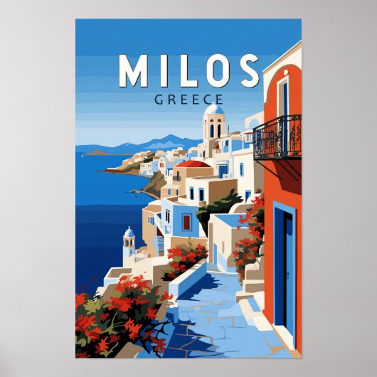 ミロス ギリシャ 旅行 アート ヴィンテージ ポスター (正面)