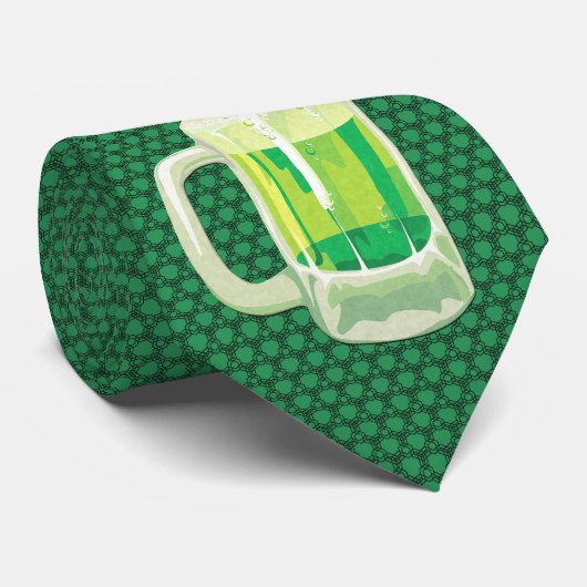 ミロデールセントパトリックのブラックオングリーンメンズタイ ネクタイ (ロール)