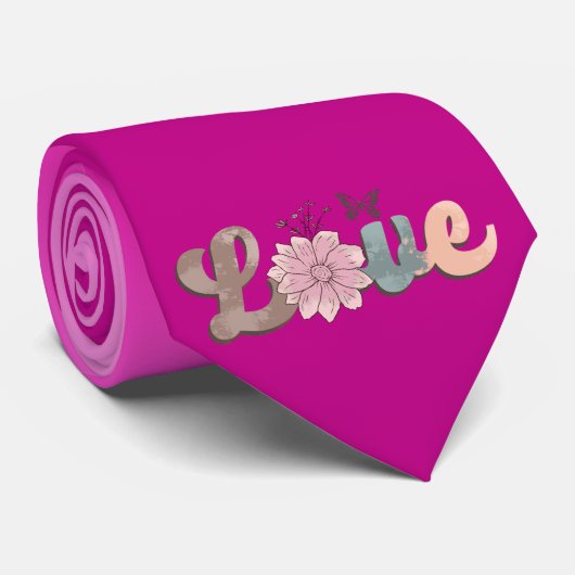 ミロデールラブフラワーパープルメンズネクタイ ネクタイ (ロール)