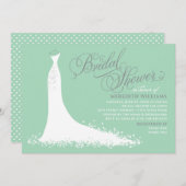 ミンエレガントトグリーンズ結婚ガウンブライダルシャワー 招待状 (正面/裏面)