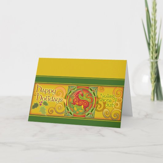 ミンクのHolidazeのクリスマスカード-金ゴールドのらせん状 シーズンカード (正面)