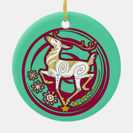 ミンクのHolidazeの2017年のトナカイのクリスマスCeramicOrnament 1 セラミックオーナメント (裏面)