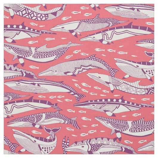 ミンククジラ 紫 薔薇 ピンク ファブリック (見本)