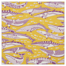 ミンククジラ 紫 黄色 ファブリック