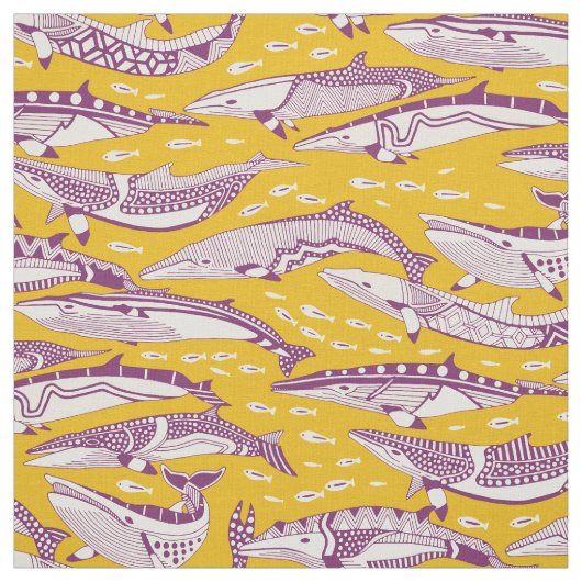 ミンククジラ 紫 黄色 ファブリック (見本)