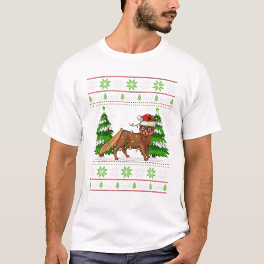 ミンククリスマスライトクリスマス醜いセーター Tシャツ (正面)