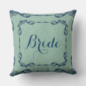 ミングリーンリネンおよびブルーフローラフレーム クッション (裏面)