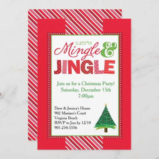 ミングルアンドジングルクリスマスパーティの招待状 招待状 (正面/裏面)