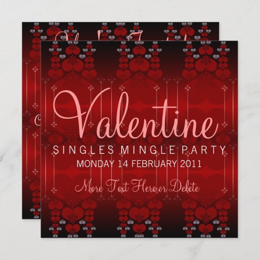 ミングルバレ独身のンタインパーティの招待状 招待状 (正面/裏面)