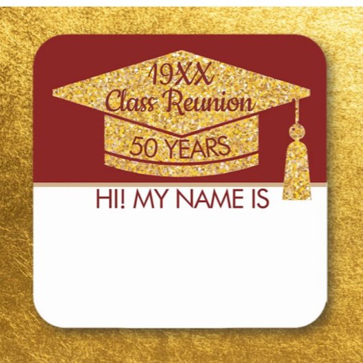 ミングル！衣服このクラス懇親会名タグ スクエアシール