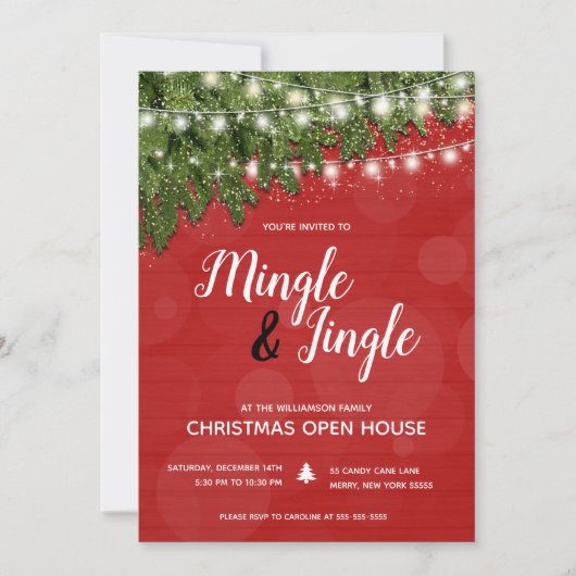 ミンゲル・ジングル・パイン・トゥインクル・ライツ・クリスマス・パーティー 招待状 (正面)
