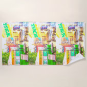 ミンスクベラルーシ建築グラフィティエリア ビーチタオル (正面)