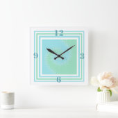 ミンスタイリッシュトグリーン&アクアマリン渦巻き壁時計 スクエア壁時計 (ホーム)