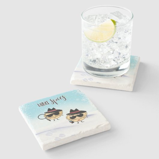 ミンスパイがクリスマスの冗談おもしろいを言う ストーンコースター (横)