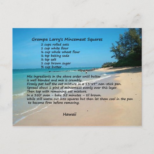 ミンセミートスクウェアレシピはがき ポストカード (正面)