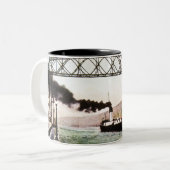 ミンダルスの空中橋と運河。 ツートーンマグカップ (正面左)